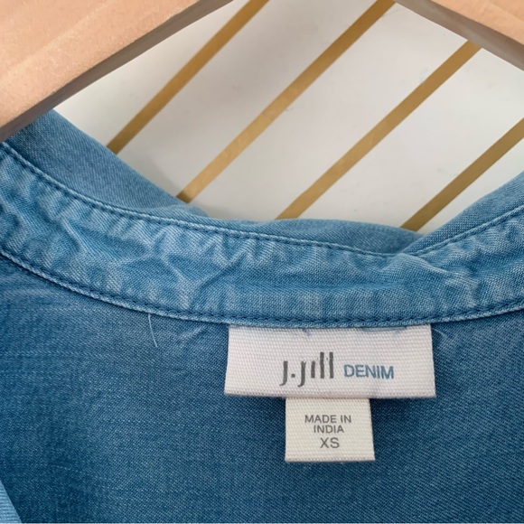 J. Jill Denim Light Wash Sleeveless Chambray Jean shirt Dress button XS - Picture 6 of 13